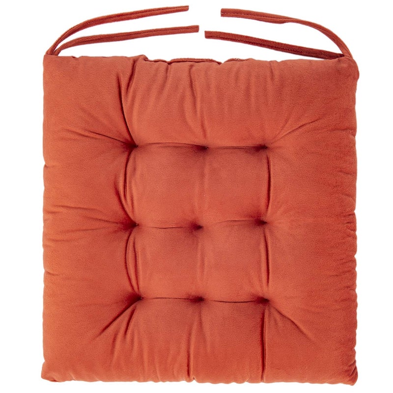 WONDER MIRACLE 4 Pack Seat Cushion/Chair Cushion Pads for Dining Chairs, Office Chair, Floor, Machine Wash & Dryer Friendly (Flannel 16"Ã—16", Carrot) - Image 2
